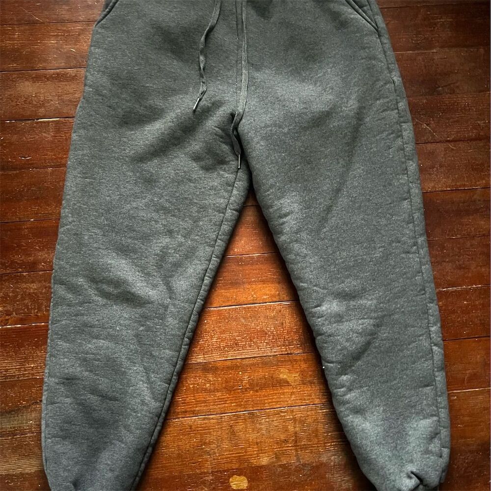 Men's Gray Sherpa Fleece Lined Jogger Sweatpants Size M Casual Winter